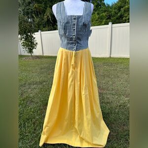 NWT Berwin & Wolff prairiecore boho plaid yellow button up dirndl dress Sz 38